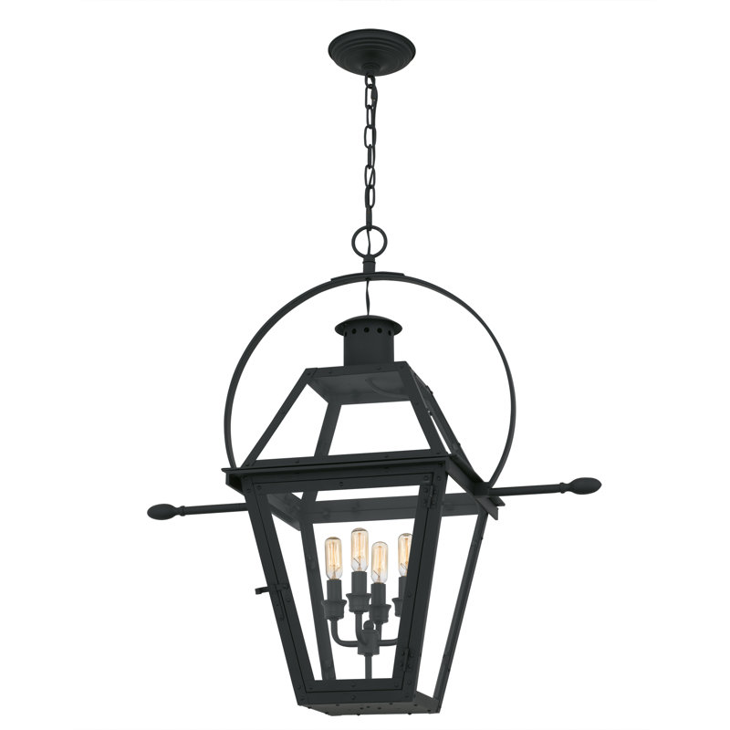 Mishler 4-Light Earth Black Outdoor Hanging Lantern