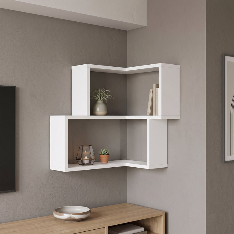 Aries Solid Wood Geometric Wall Shelf