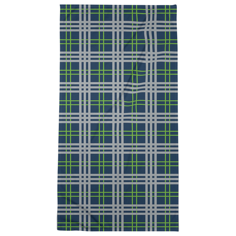 Serviette de plage de luxe Seattle football, Microfibre, Bleu marine collège / vert action / gris loup