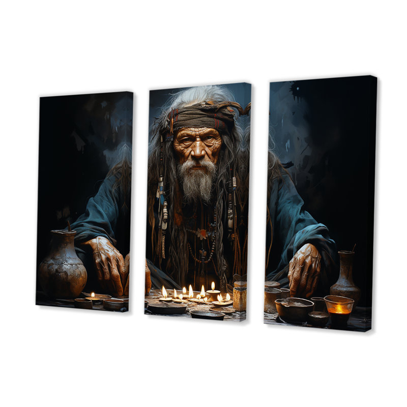 «Folk Religion Shamanic Portrait II», ensemble d'art mural «Folk Religion», H 32 po x l 48 po