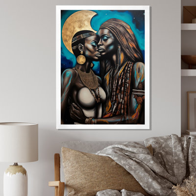 Portrait de la reine et du roi d'Afrique amoureux, reproduction d'art sur toile