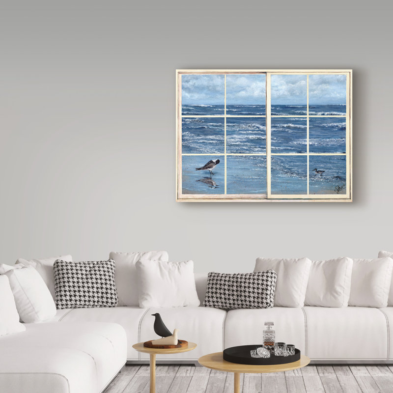 «Beach Reflections Through the Window» par Dartis, reproduction sur toile tendue, H 14 po x l 19 po