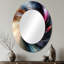 Spirales abstraites dans des tons dorés et mauves III - Miroir mural moderne ovale-1884515162