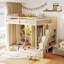 Lit mezzanine double avec escalier de rangement-254812996