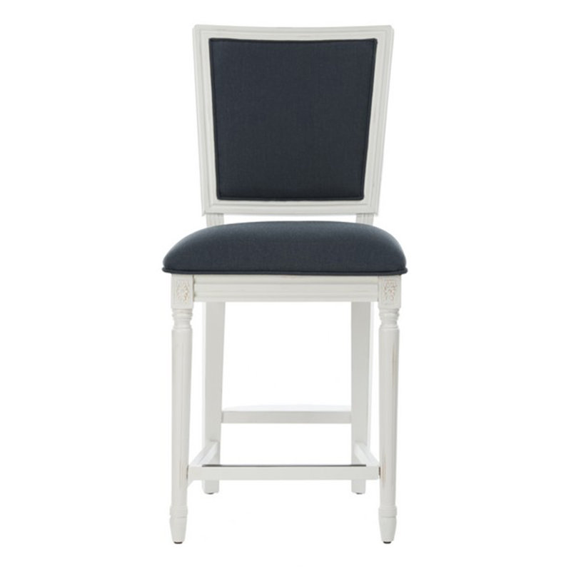 Mcspadden Upholstered Counter Stool, White, Navy