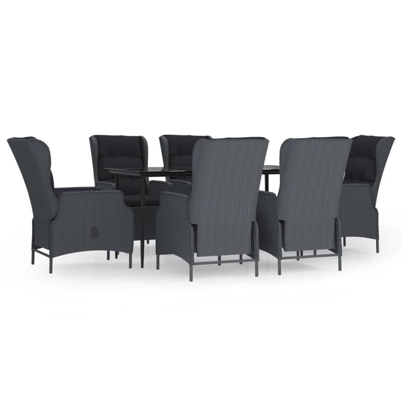 Finnmark Rectangular 6 - Person 63" Long Dining Set with Cushions, Dark Gray
