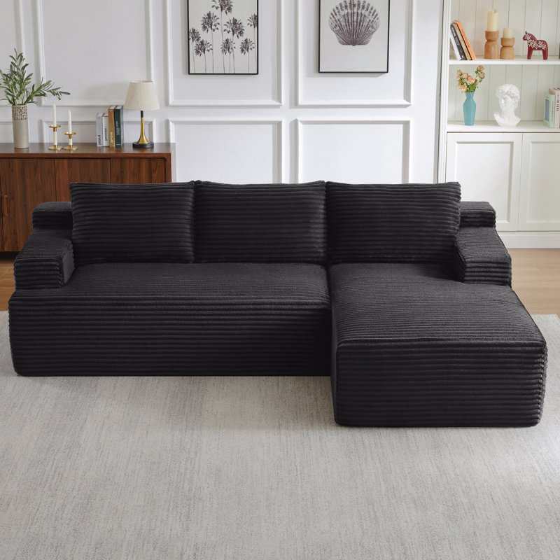 L-Shaped Cloud Sectional Sofa With Deep Seat,No Assembly Required,Modular Couches Sleeper For Living Room,Bedroom,Apartment