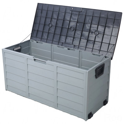 All Weather UV Pool Deck Box Storage Shed Bin Backyard Patio Outdoor W/ Wheel,75 Gallon Resin Deck Box-Organization And Storage For Patio Furniture Outdoor Cushions,Garden Tools And Pool Toys