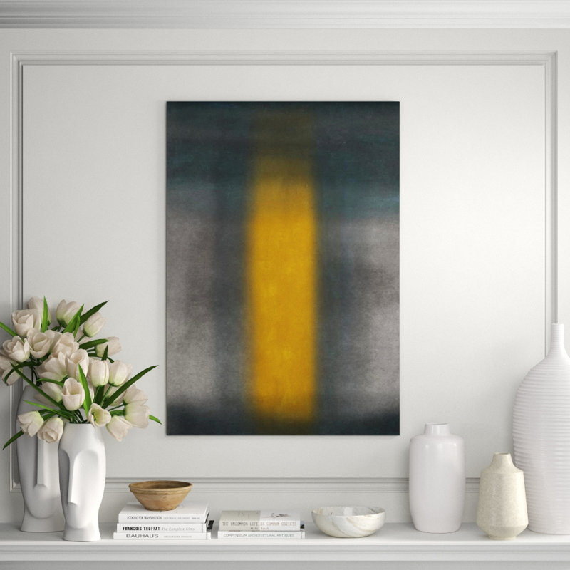 Gray And Yellow I Print by Sofia Fox, Image Brush Gel, 34" H x 24" W x 1.5" D