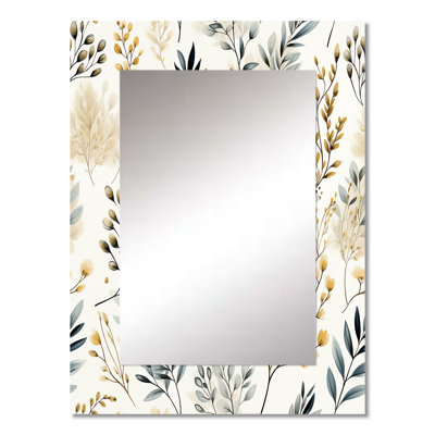 Brihanna Serene Ferns - Plants Large Mirror, Boho Decorative Wall Mirror, Printed Metal Art