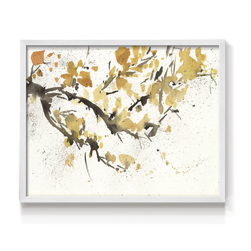 Branche d'arbre aquarelle I - reproduction encadrée - réarmable, H 11 po x l 14 po, Blanc