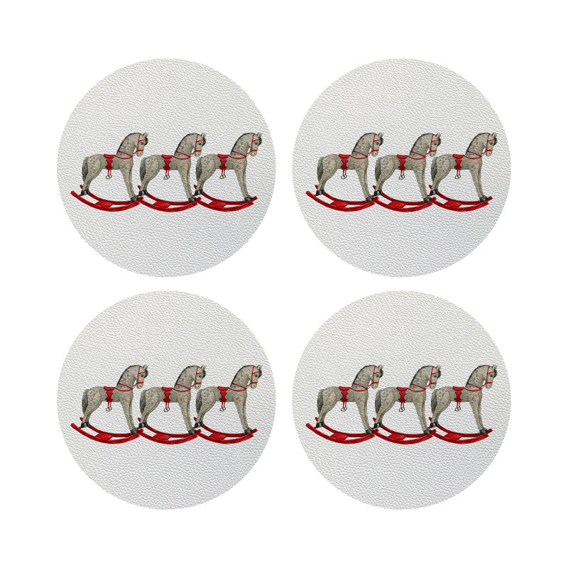 Sous-verres ronds en cuir à bascule
