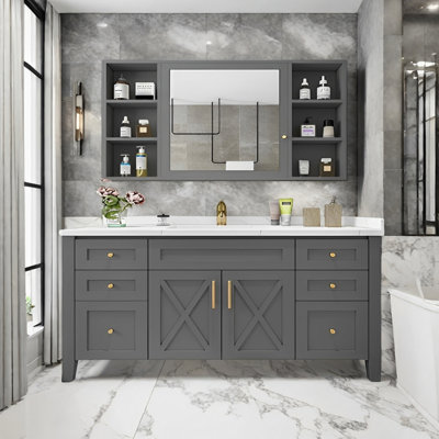 American style solid wood bathroom cabinet