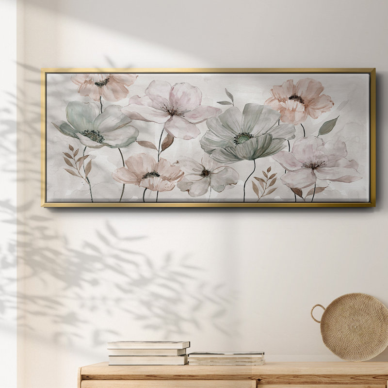 Blushing Garden- Framed Canvas, 24" H x 60" W