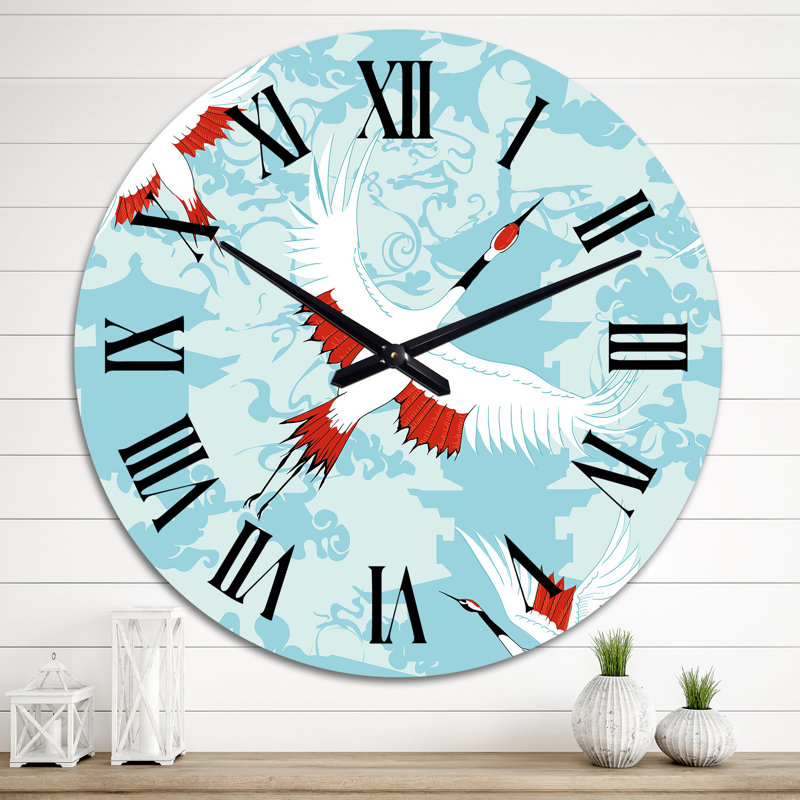 Cigogne orientale rouge et blanche - Horloge murale traditionnelle, Moyen