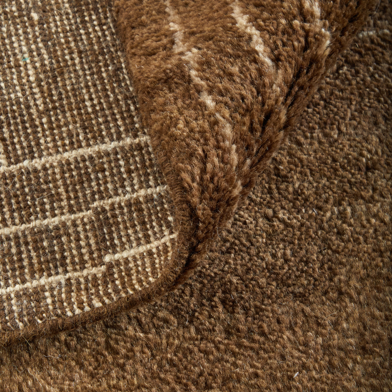 Monaco Brown Hand-Knotted Abstract Rug, Rectangle 9'6" x 13'6"