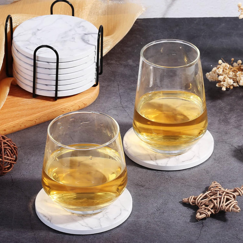 Sous-verres 9 pièces en céramique avec support 9 pièces
