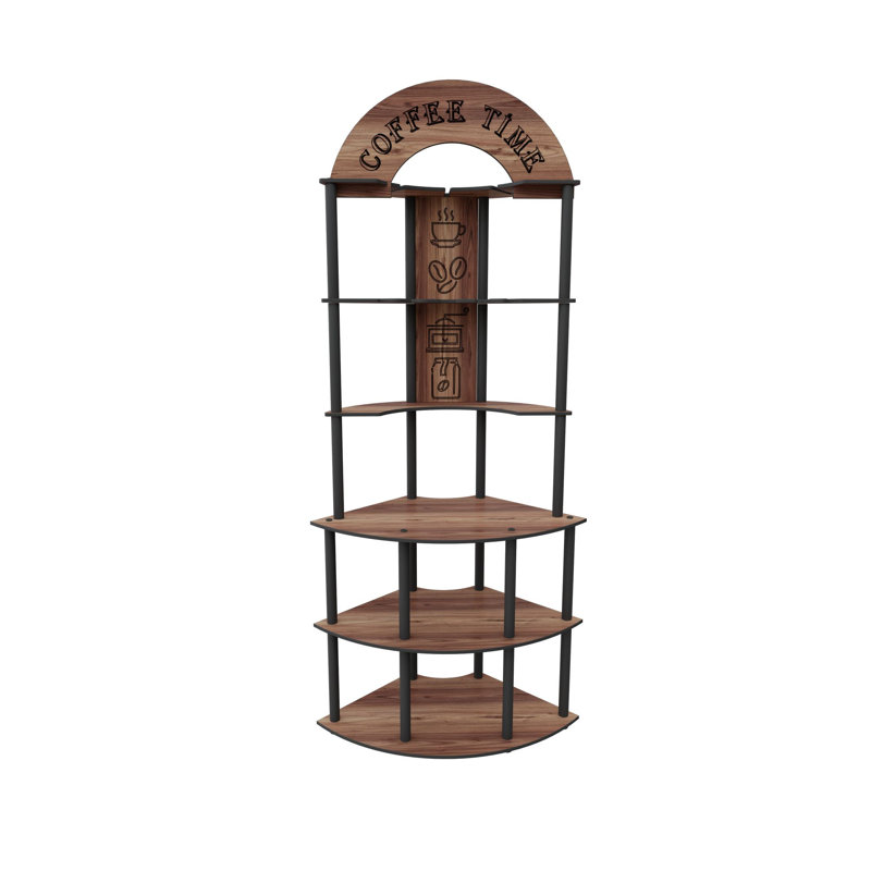 Élégant support à café avec pieds en bois, couleur noyer, 31,1 po x 17,7 po x 15,7 po | Fabrication 100% MDF durable | Parfait pour le salon et le vestibule, design moderne et grande surface