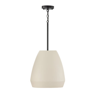 Luminaire suspendu en terre cuite fabriqué à la main l 16 po x H 15 po noir mat