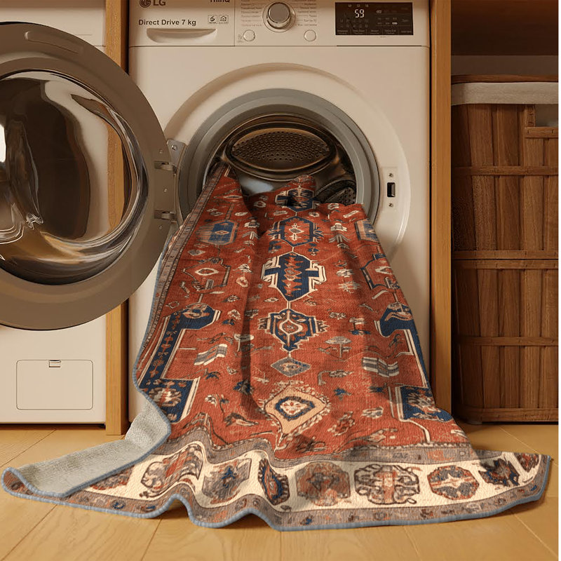 Tapis brun lavable à la machine, Rectangle 7 pi x 9 pi