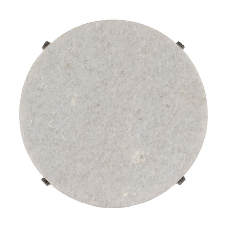 Nigella Granite Cross Legs Side Table, White Marble/Gray