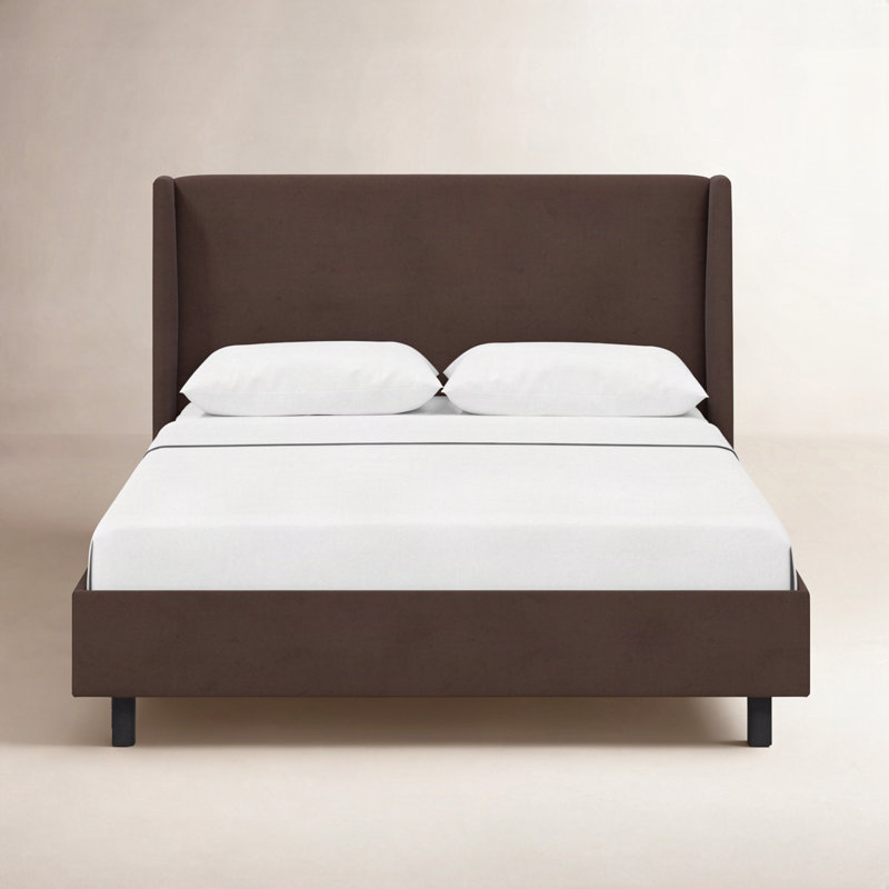 Tilly Upholstered Low Profile Platform Bed, King, Classic Chocolate Velvet