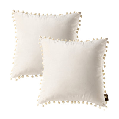 Housse de coussin Silky Velvet Series Pom-poms
