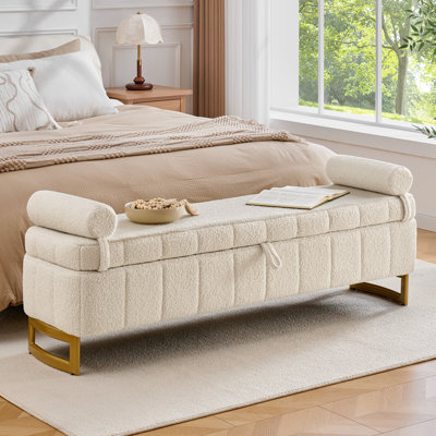 Banc de rangement rembourré 63 po pour lit très grand 63 po avec garde-corps amovible