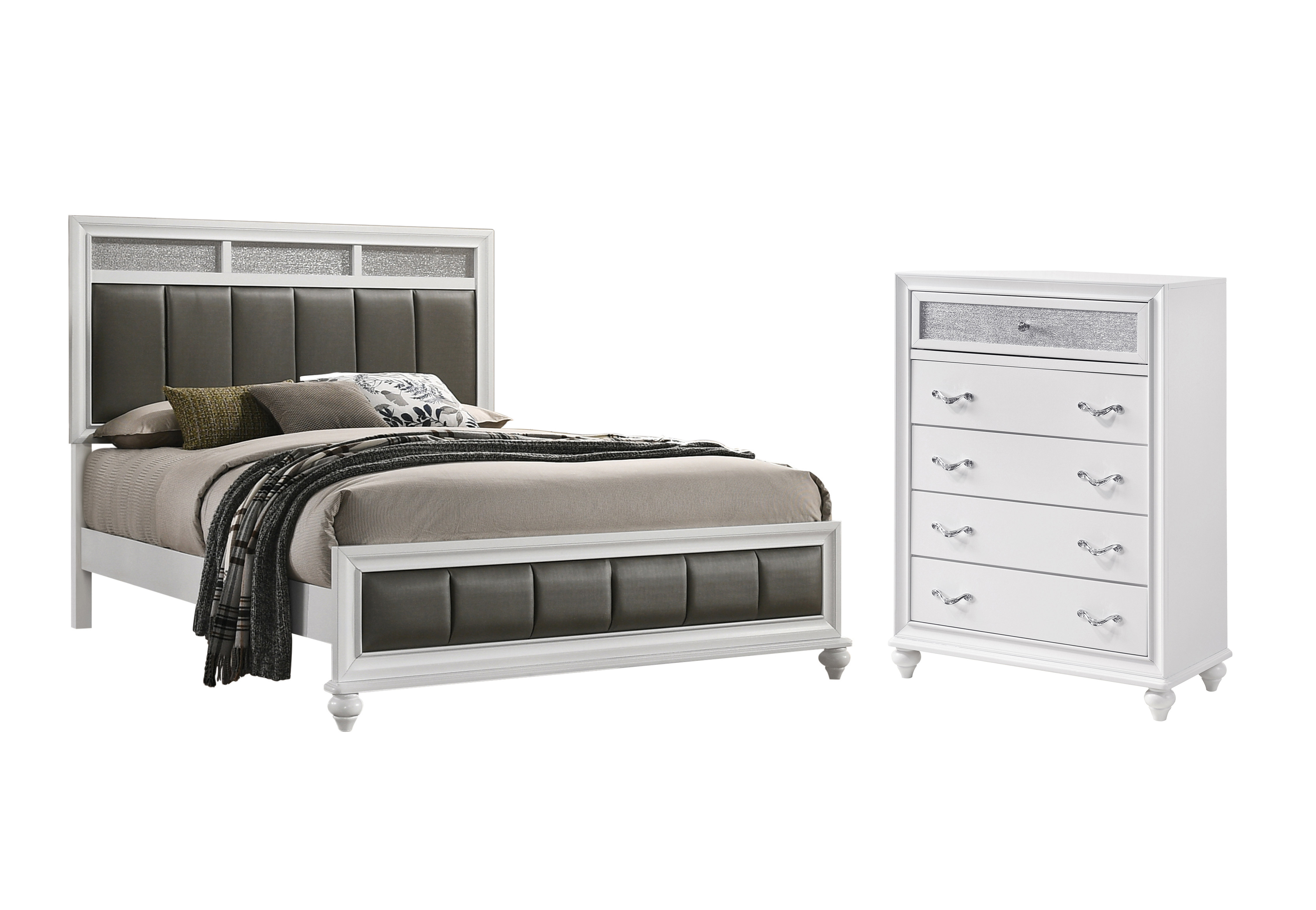 CDecor Home Furnishings Halifax White 2Piece Bedroom Set with Chest