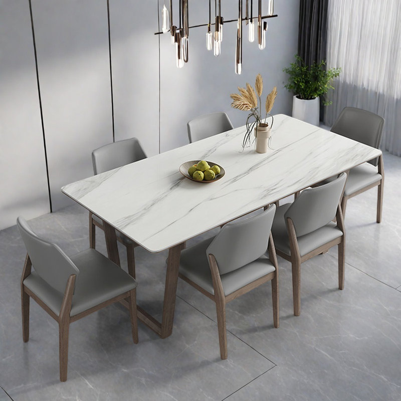 Rectangular modern simple family dining table set, 29.52"H x 59.05"L x 31.49"W