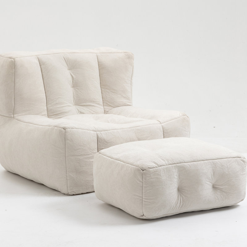 Plush Memory Foam Bean Bag Chair with Ottoman | Ergonomic Lazy Sofa for Adults | Super Soft Modern Design for Living Room/Bedroom/Apartment