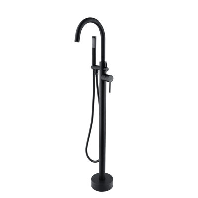 Robinet de baignoire autoportant noir mat avec douche à main, 6,52 po Unité de douche Largeur Avantage