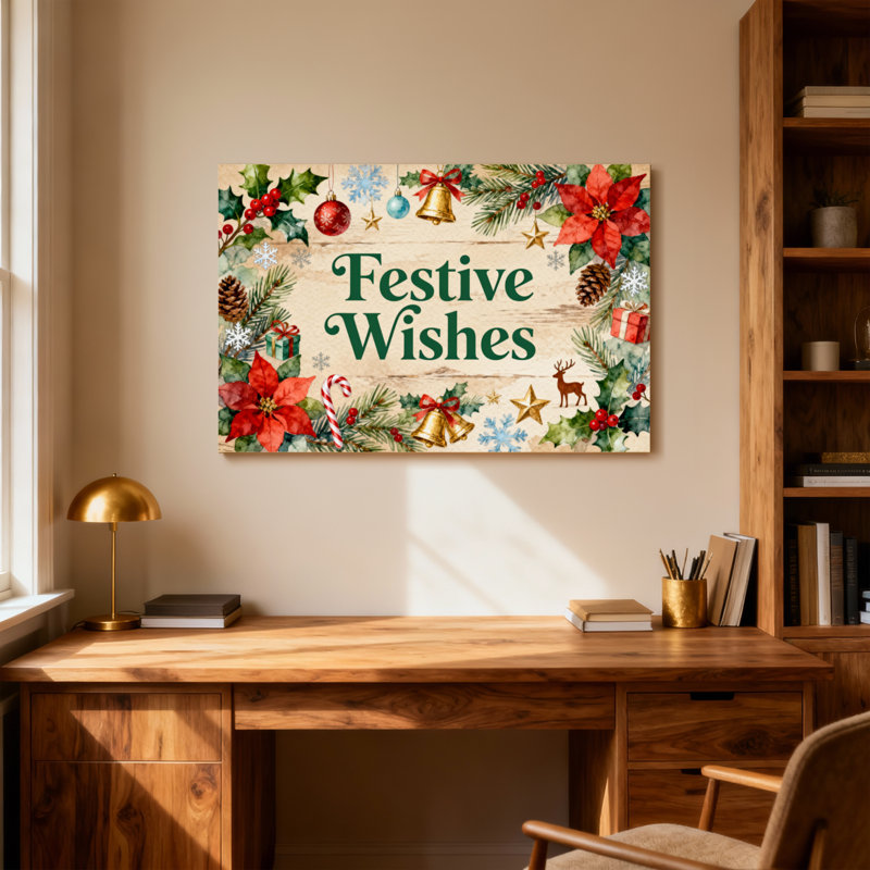 Motif de fêtes de Noël, H 12 po x l 18 po