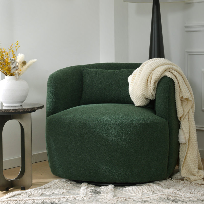 Avorie Aria Upholstered Swivel Armchair with Ottoman, Green