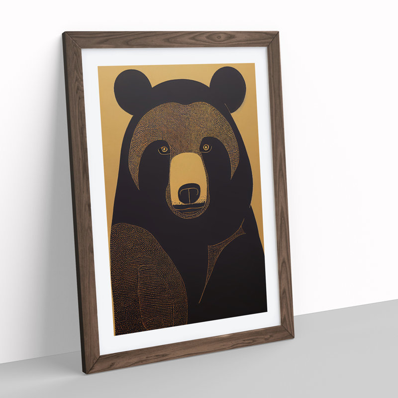 XV1022-4712X Traditional Bear No.2 Abstract - Print, Walnut Framed, 66cm H x 48cm W, White