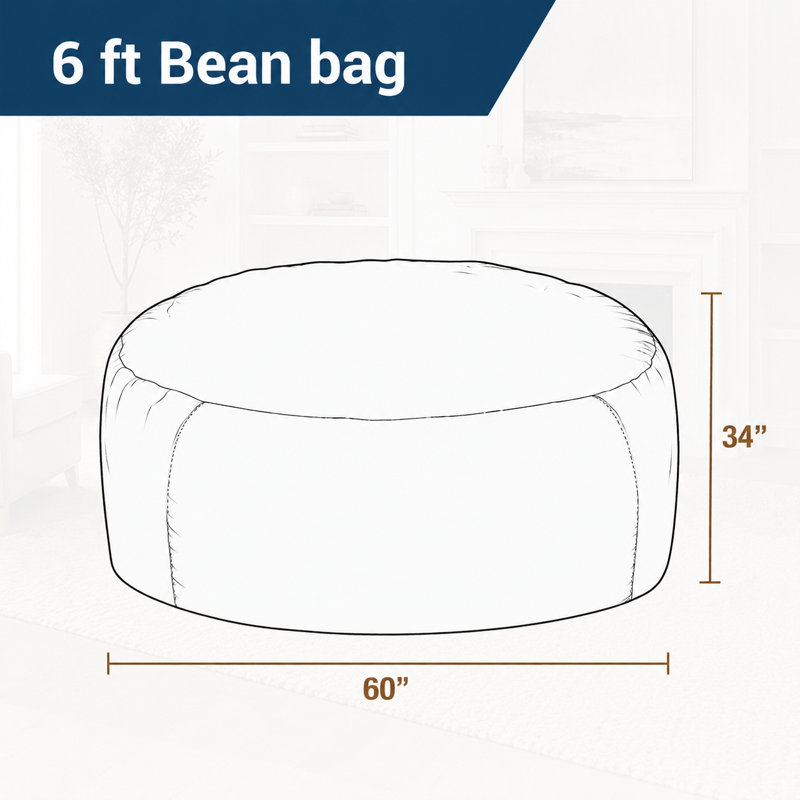  | 6 Ft Bean Bag Chair | Foam Filled - Removable Washable Cover, Red Suede, 28" H x 24" W x 24" D, Red Suede