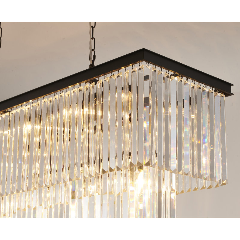 Lustre rectangulaire en cristal 18 lumières Modern, Noir, noir, noir, noir