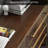 Dark Wood 6 Drawer Dresser With Gold Metal Base
