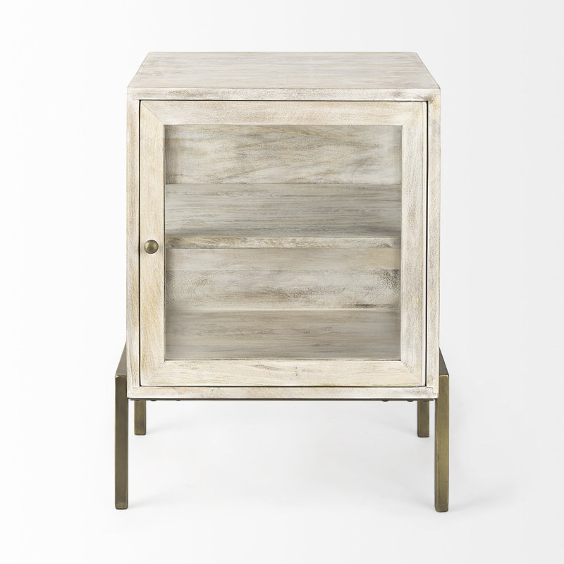 Table de chevet en bois massif Warner, Blanc