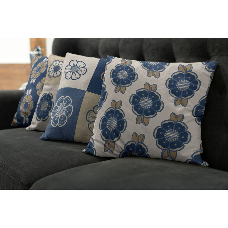 Abstract Pillow Cover, 20" x 20", Blue/Gray