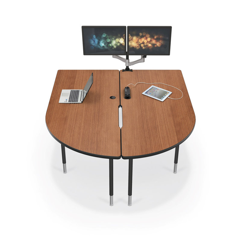 Hierarchy Novelty Height Adjustable 71.37'' L Training Table with Cable Management, Black, Amber Cherry
