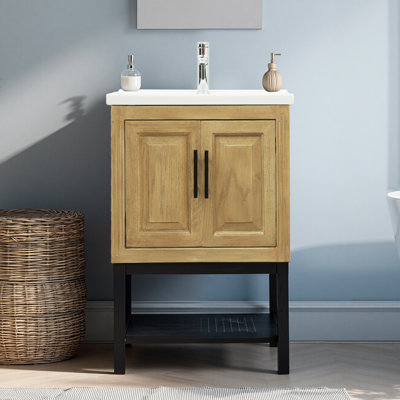 24" Single Bathroom Vanity with MGO Cabinet, Porcelain Top & Faucet Included