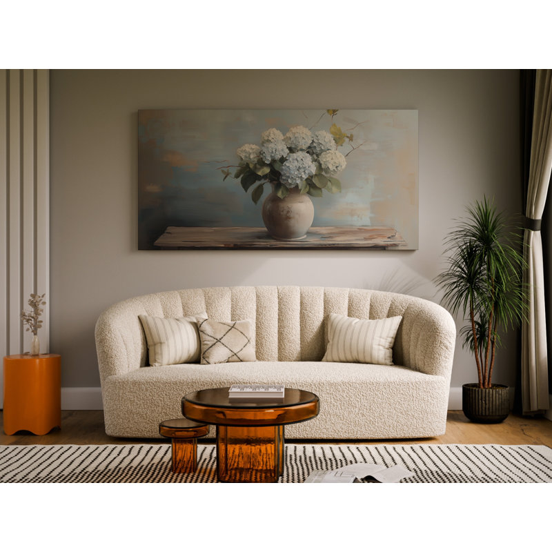 «Rustic Hydrangeas Still Life», art mural - Toile tendue prête à accrocher, H 40 po x l 80 po x P 1,5 po