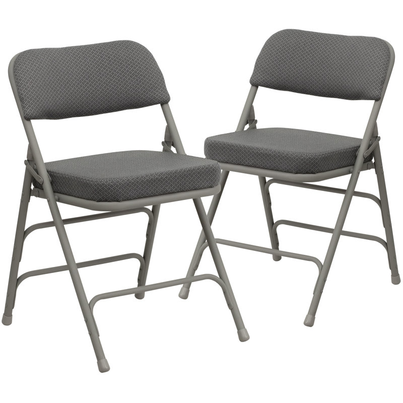 Chaise pliante recouverte en métal Oliverson, Gris, H 30 po x l 18,5 po x P 19 po