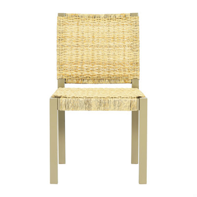 Ensemble de 2 chaises de salle à manger avec dossier en rotin de bois massif