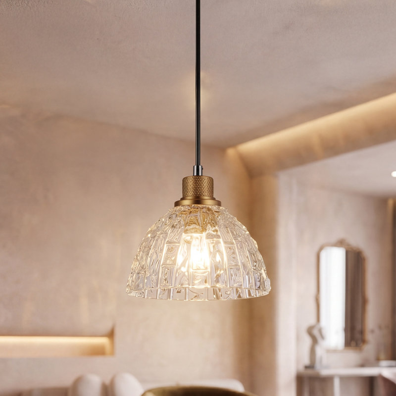 Abner Metal Pendant with Bark-Textured Glass Shades, 1 Light
