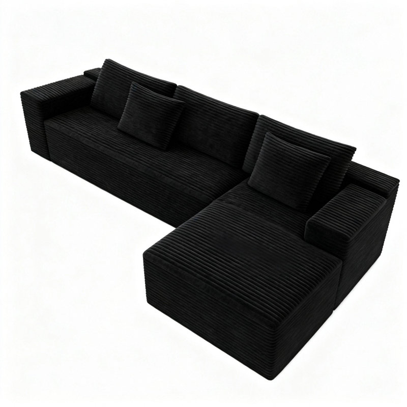 104.3'' Upholstered Sectional Sofa with Chaise, Right Hand Facing, Black