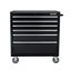 Coffre à outils, armoire à outils avec plateau à outils amovible, roues verrouillables, glissières à roulement à billes, revêtement thermolaqué noir, chariot de rangement pour outils en métal, convient au garage, à l'entrepôt, à l'atelier