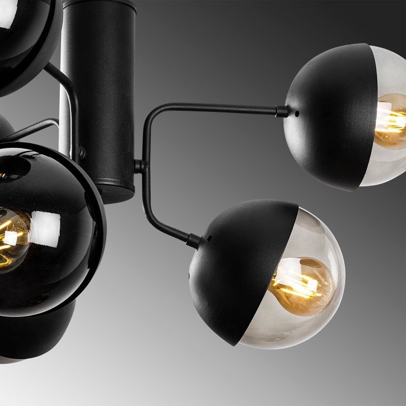 Lustre sphérique Spoutnik à 6 lumières Oakgrove, Noir / Transparent, Noir