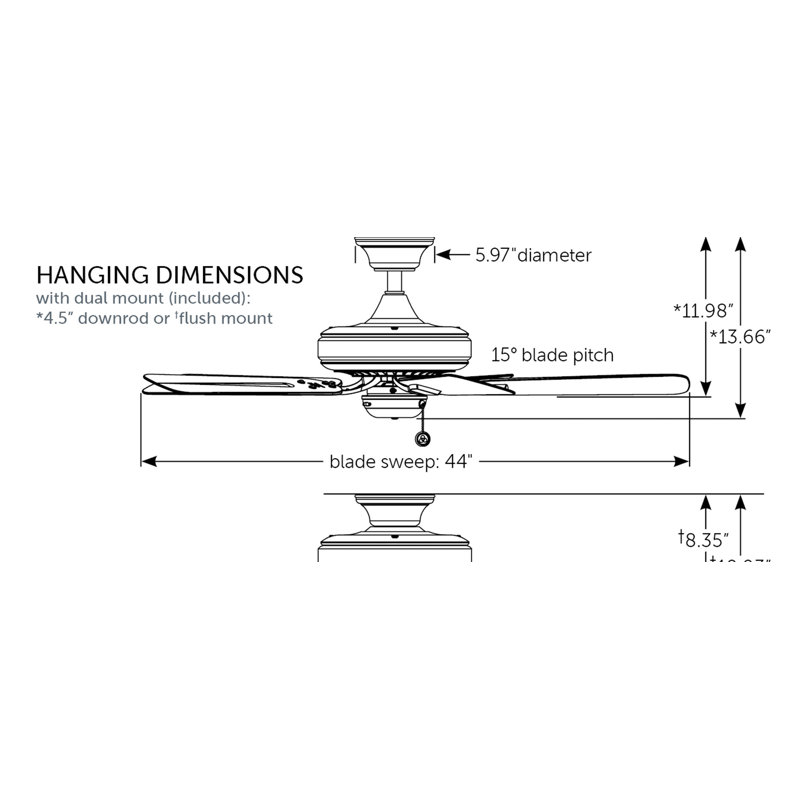 Edgewood 44 inch Indoor/Outdoor Ceiling Fan - Dark Bronze with Dark Walnut blades, Dark Bronze with Dark Walnut Blades